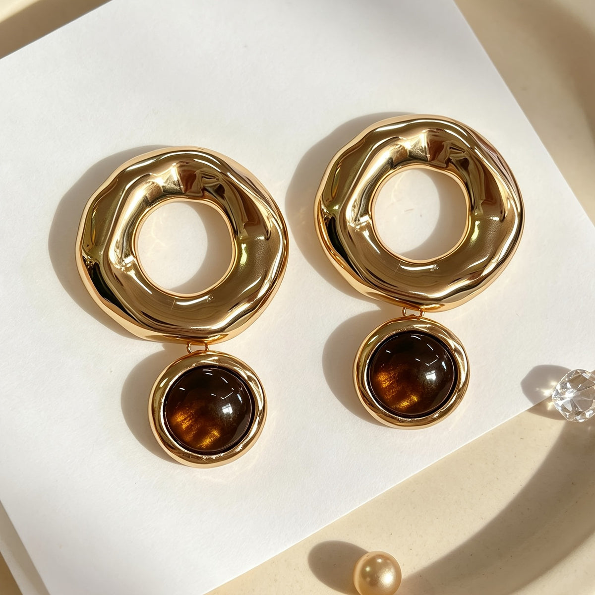 Vintage Gold Hollow Drop Earrings