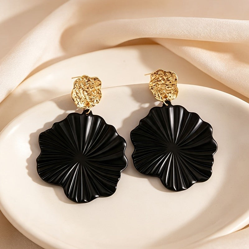 Vintage Black Fan Drop Earrings