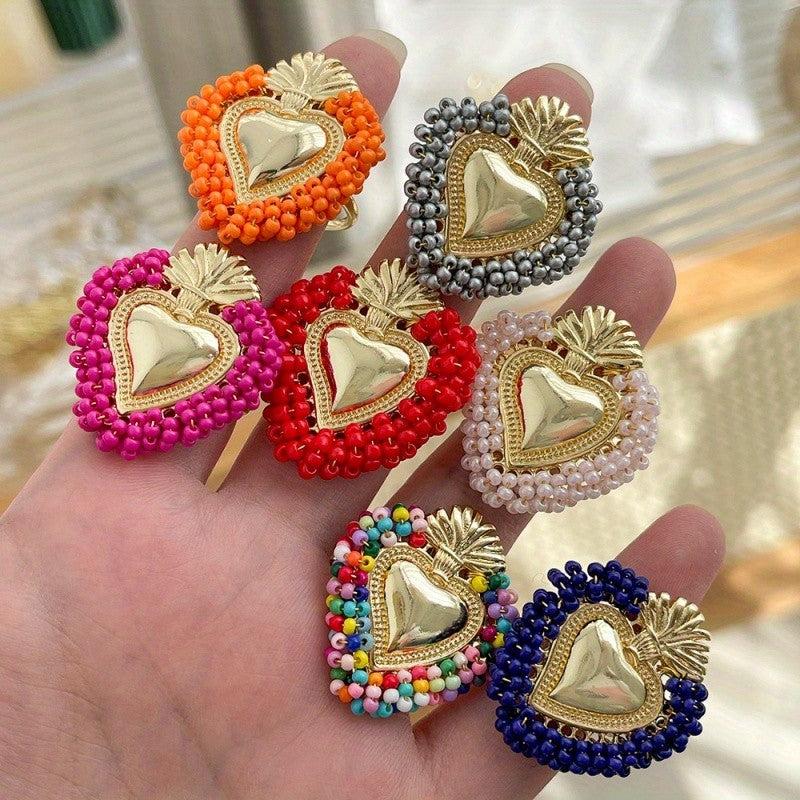 18k Beaded Heart Open Ring