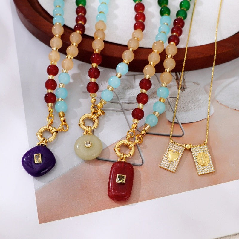 18k Multicolor Beaded Layered Necklace