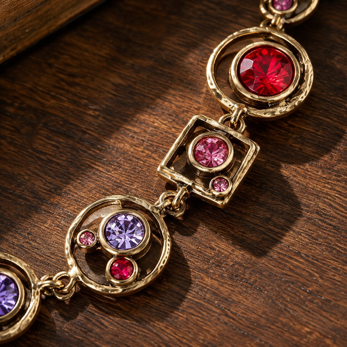 18k Geometric Multi-Stone Link Bracelet