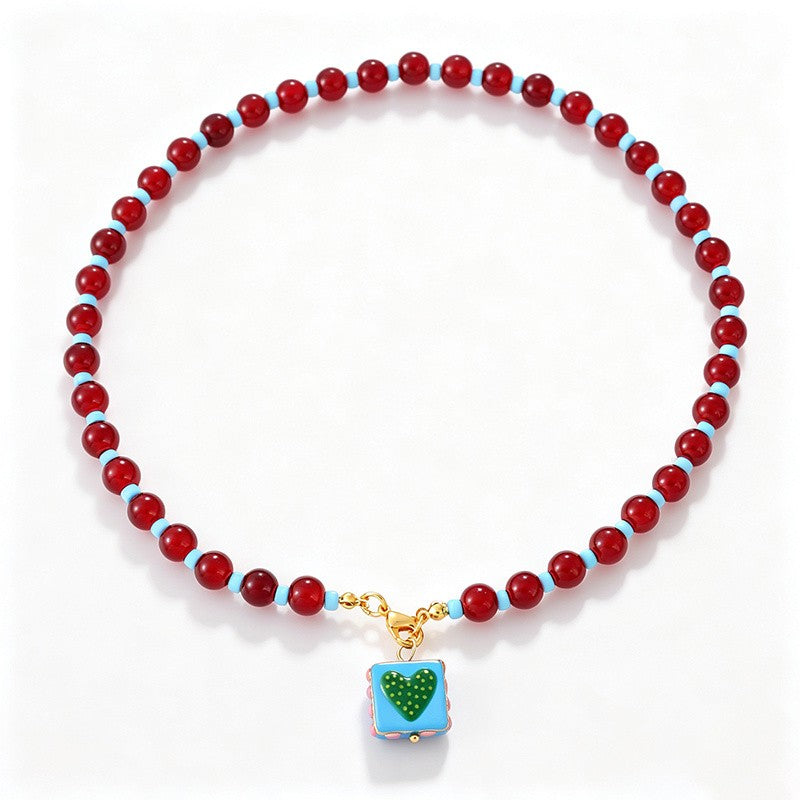 18k Beaded Charm Layered Necklace
