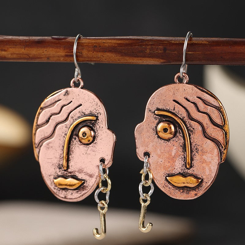 Abstract Face Relief Earrings