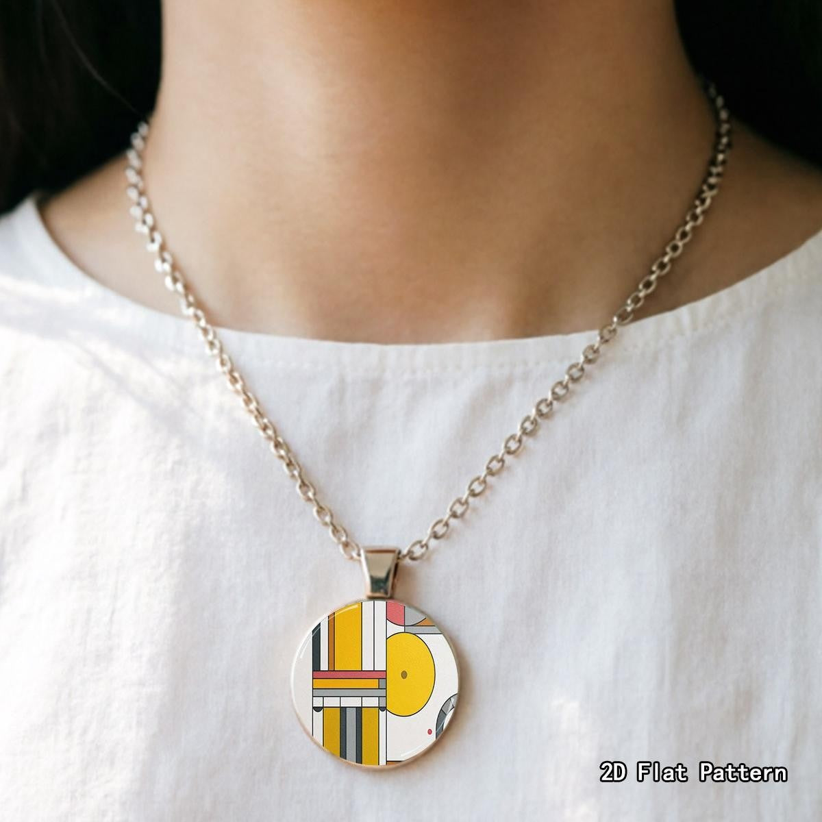 Geometric Abstract Art Pendant Necklace