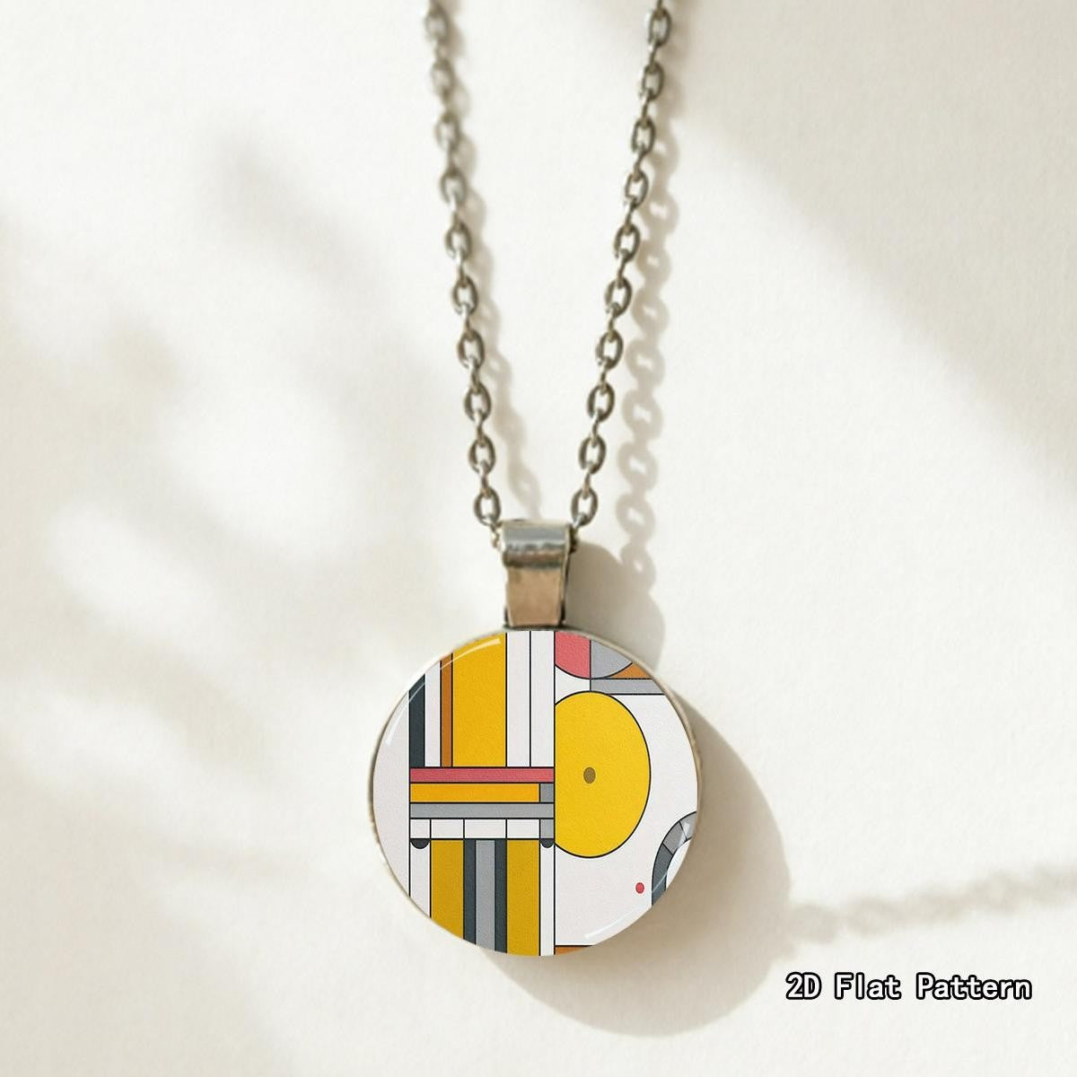 Geometric Abstract Art Pendant Necklace