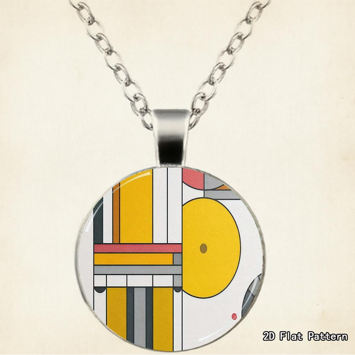 Geometric Abstract Art Pendant Necklace