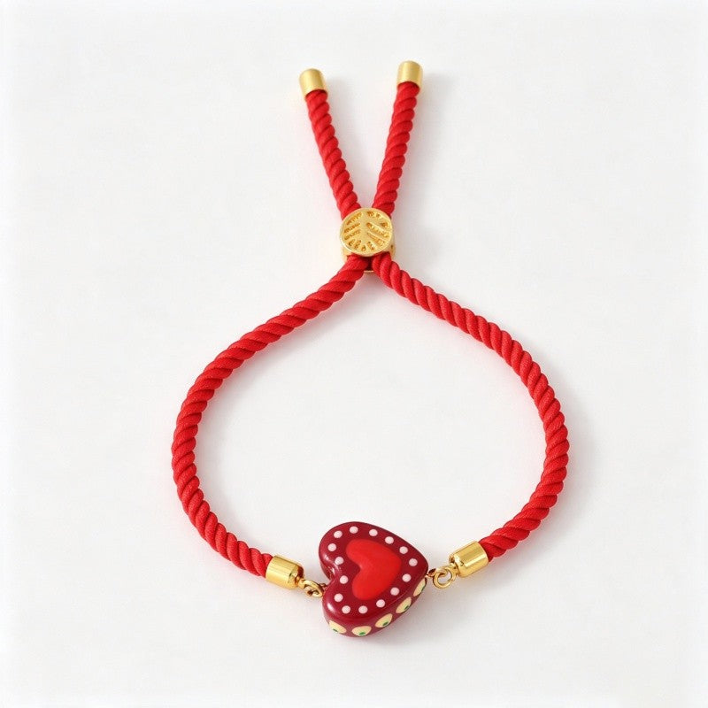 Colorful Square Heart Charm Bracelet
