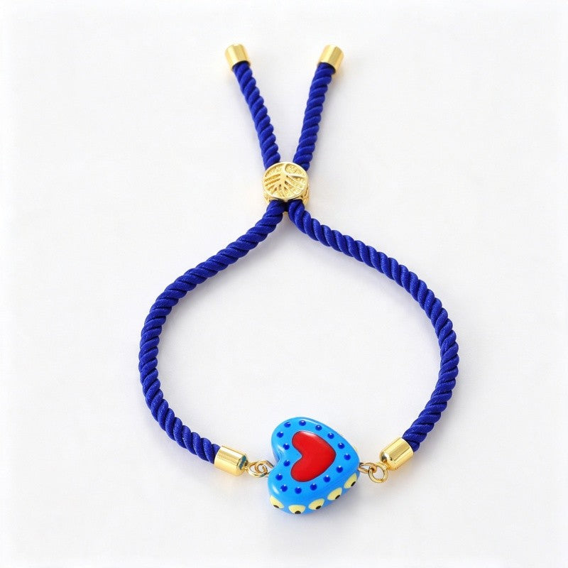 Colorful Square Heart Charm Bracelet