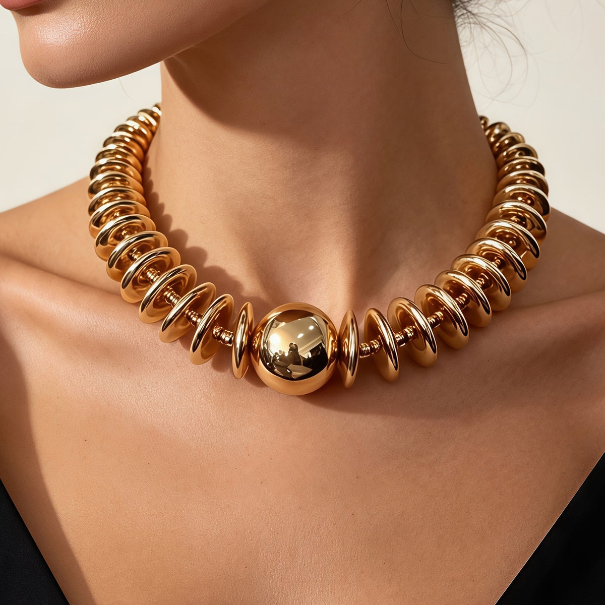 Geometric Disc Bead Necklace