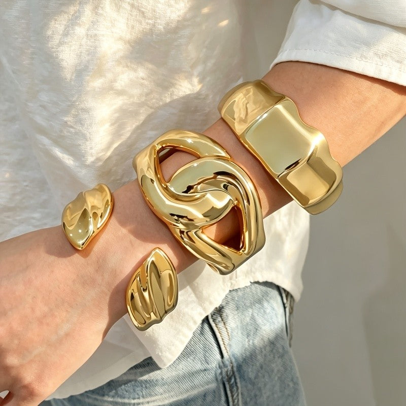 Asymmetric Geometric Cuff Bracelet Set