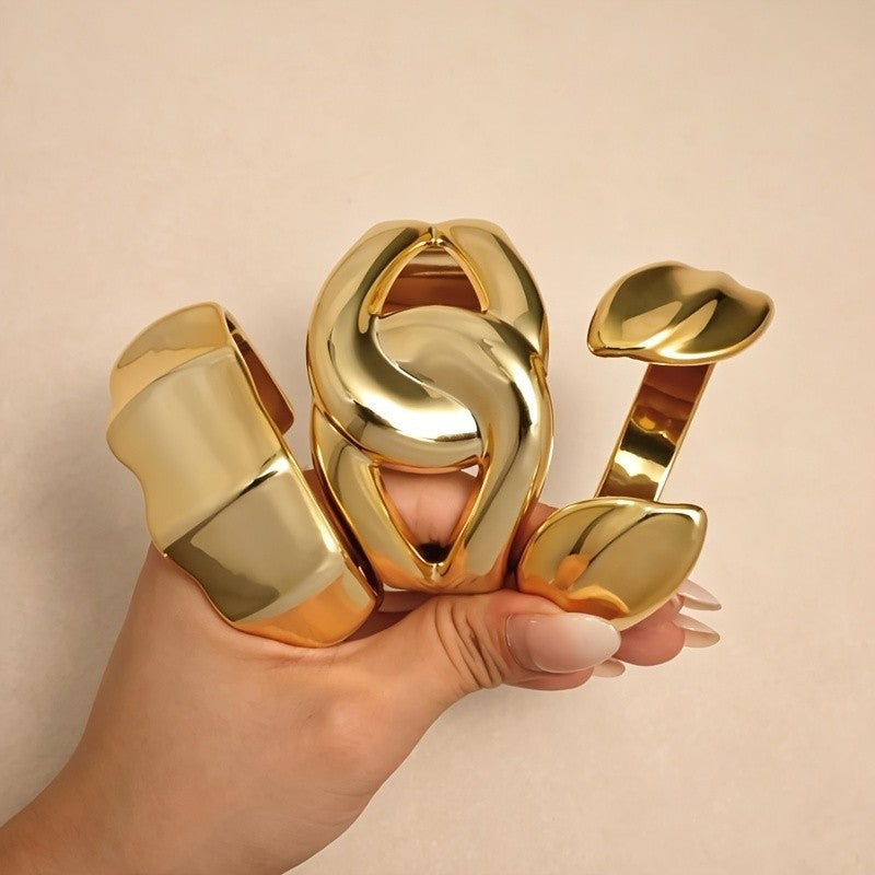 Asymmetric Geometric Cuff Bracelet Set