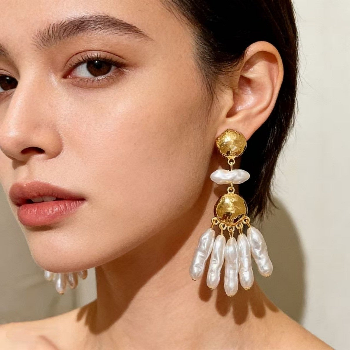 Vintage Irregular Pearl Drop Earrings