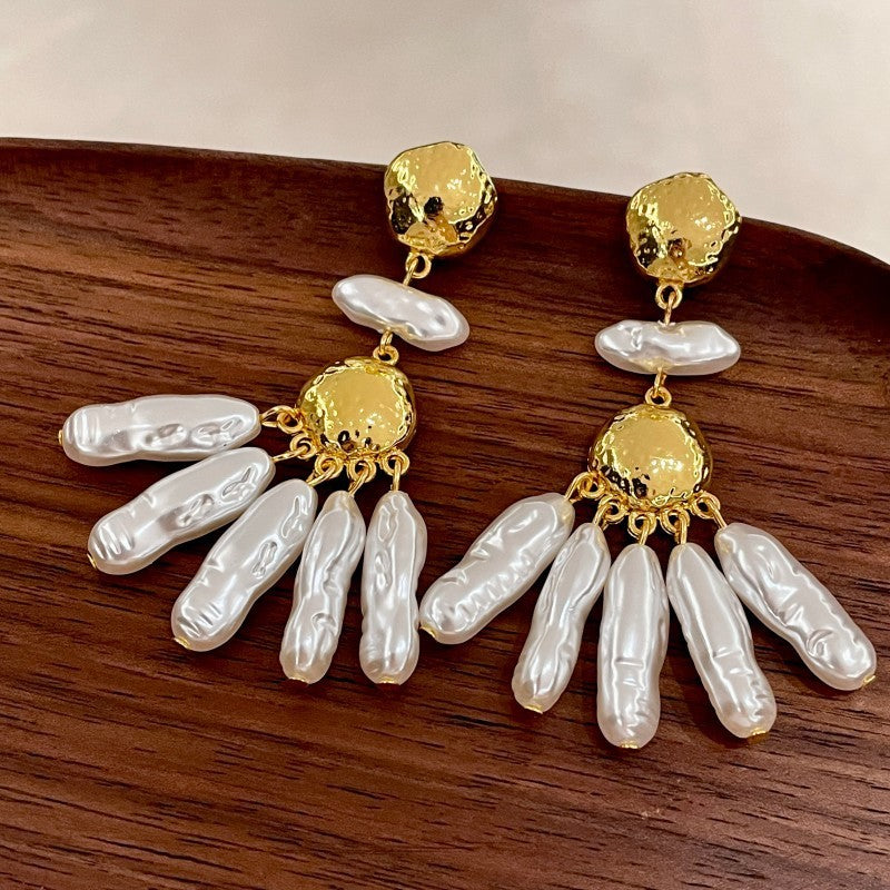 Vintage Irregular Pearl Drop Earrings