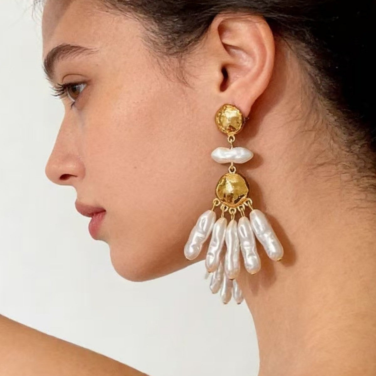 Vintage Irregular Pearl Drop Earrings