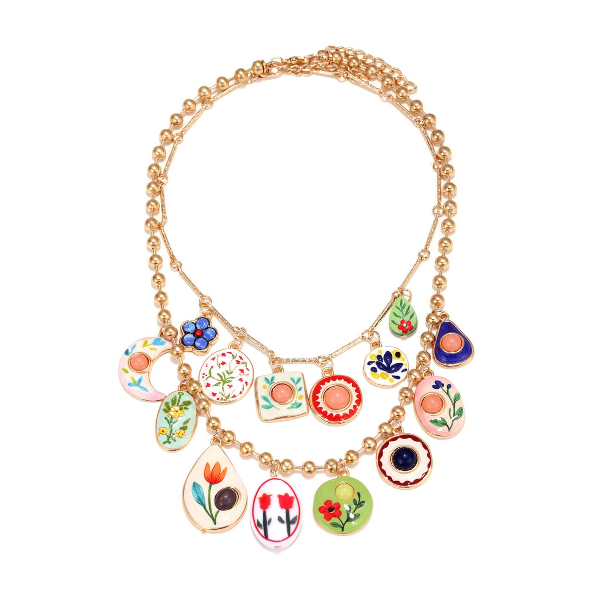Vintage Floral Multi-Pendant Necklace