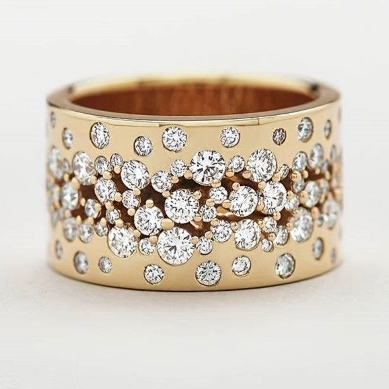 Wide Band Irregular Zircon Ring