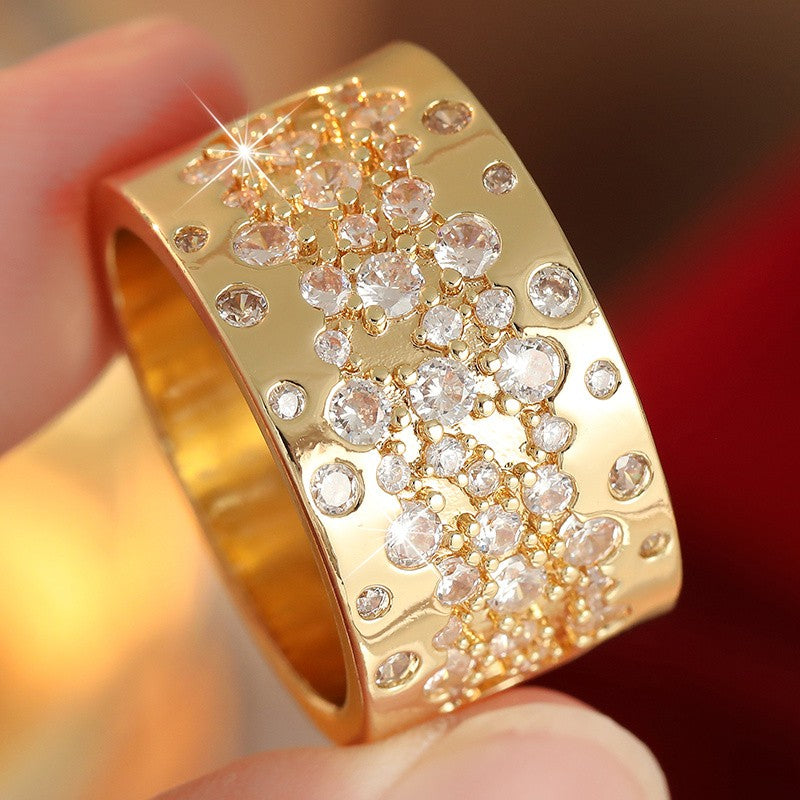 Wide Band Irregular Zircon Ring