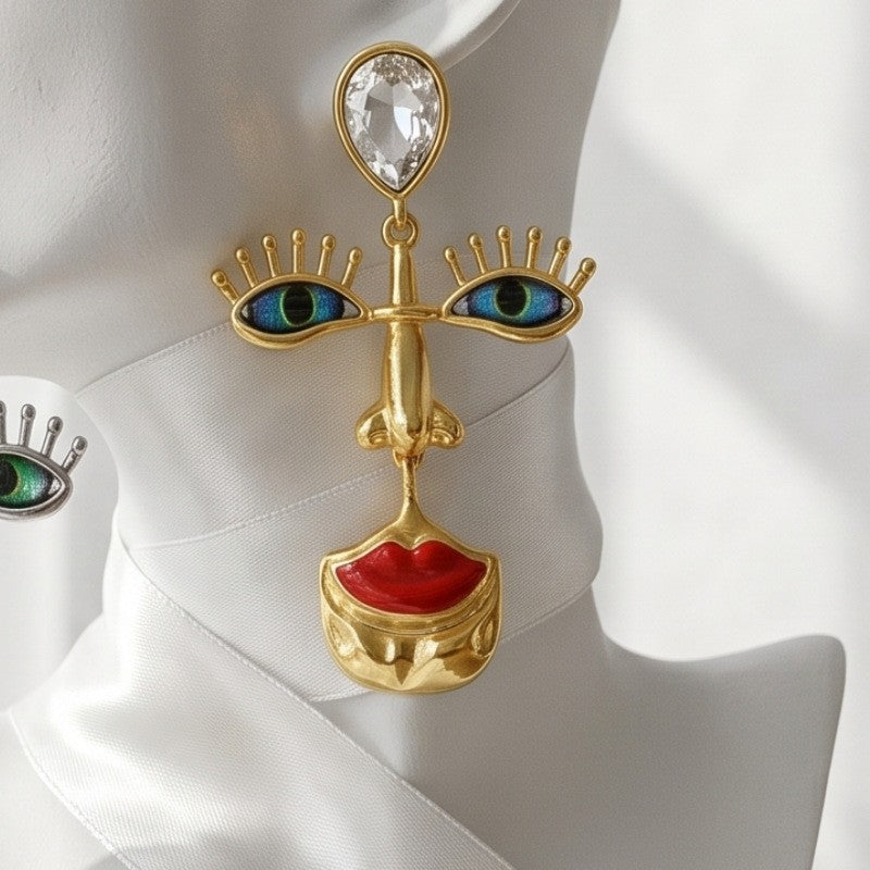 Vintage Art Face Drop Earrings