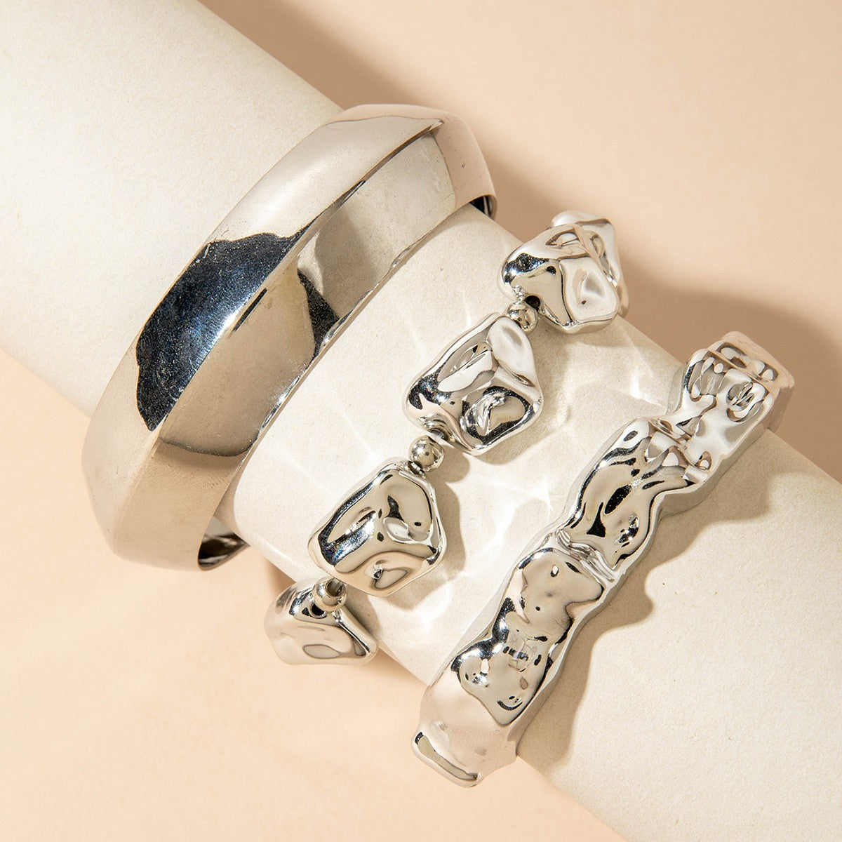 Irregular Geometric Link Bracelet Set