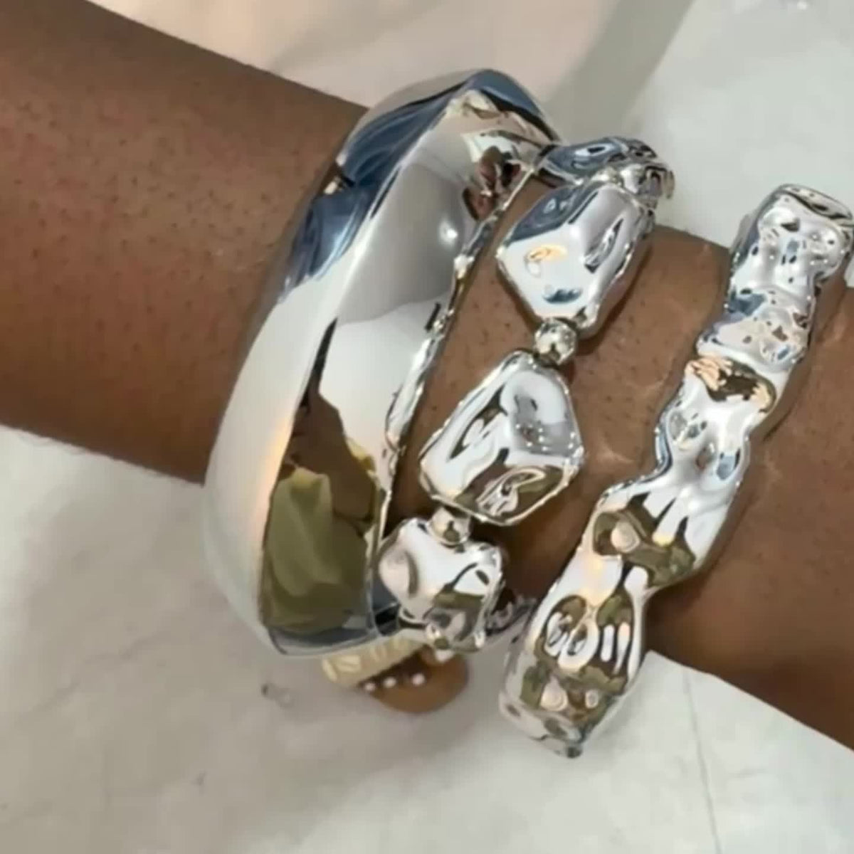 Irregular Geometric Link Bracelet Set