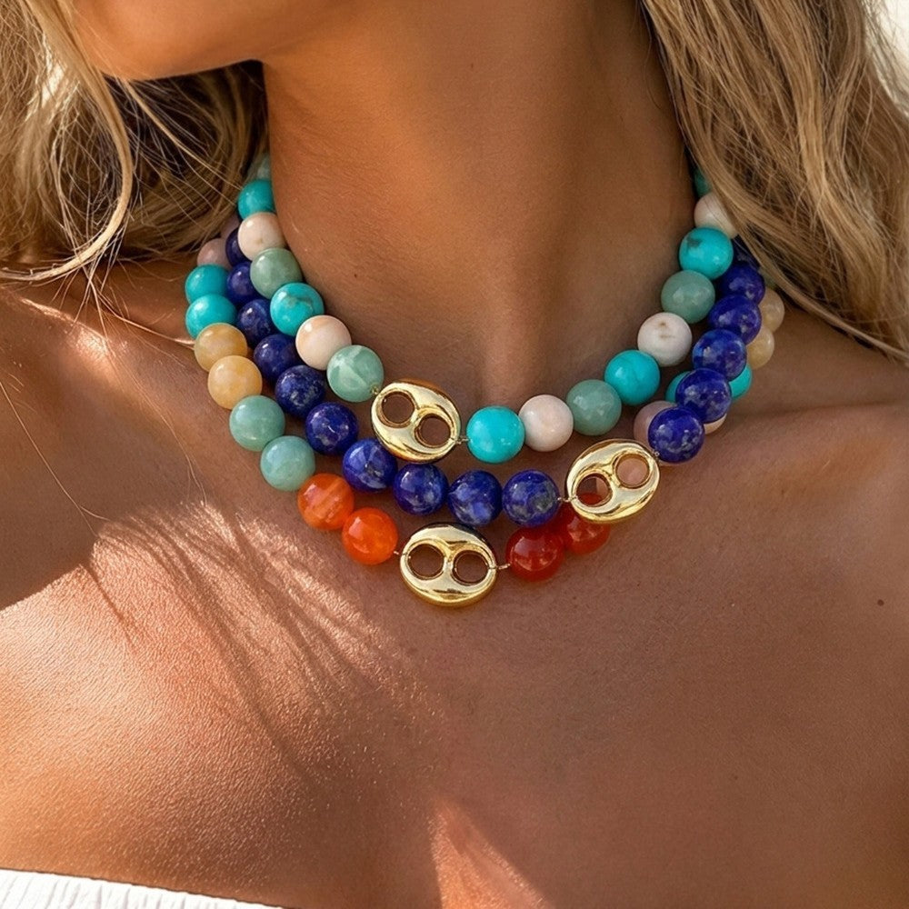 Multicolor Beaded Pig Nose Necklace