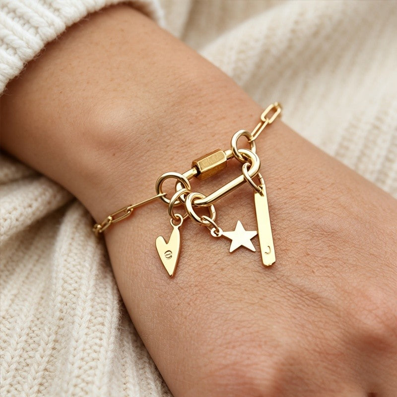 18k Custom Heart Star Charm Bracelet