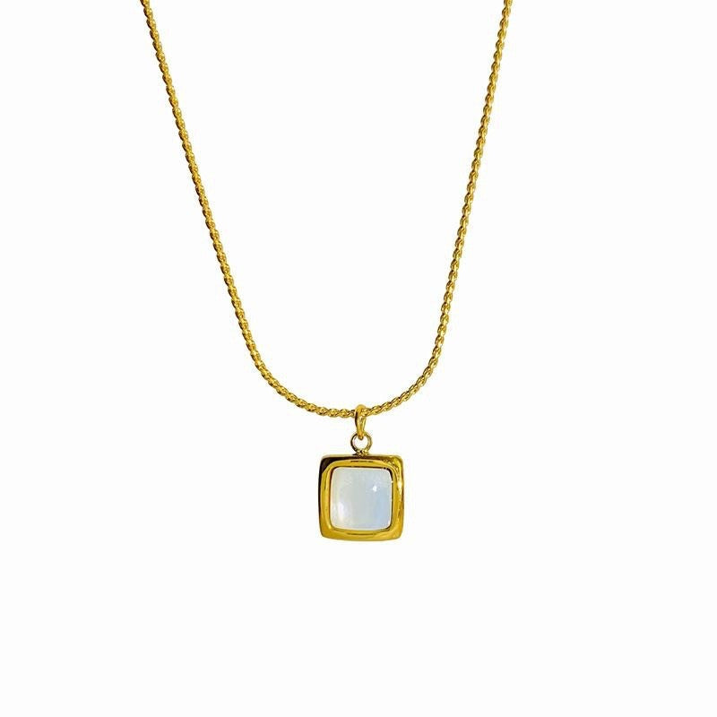 S925 Geometric Square Pendant Necklace