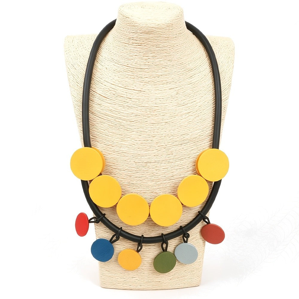 Colorful Round Disc Boho Necklace