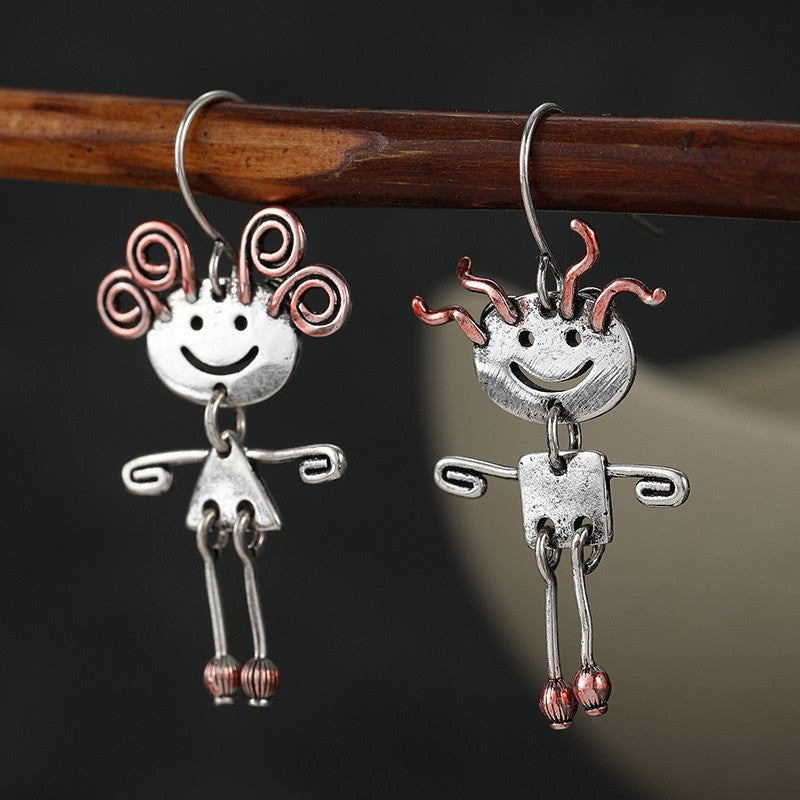 Vintage Boho Stick Figure Drop Earrings