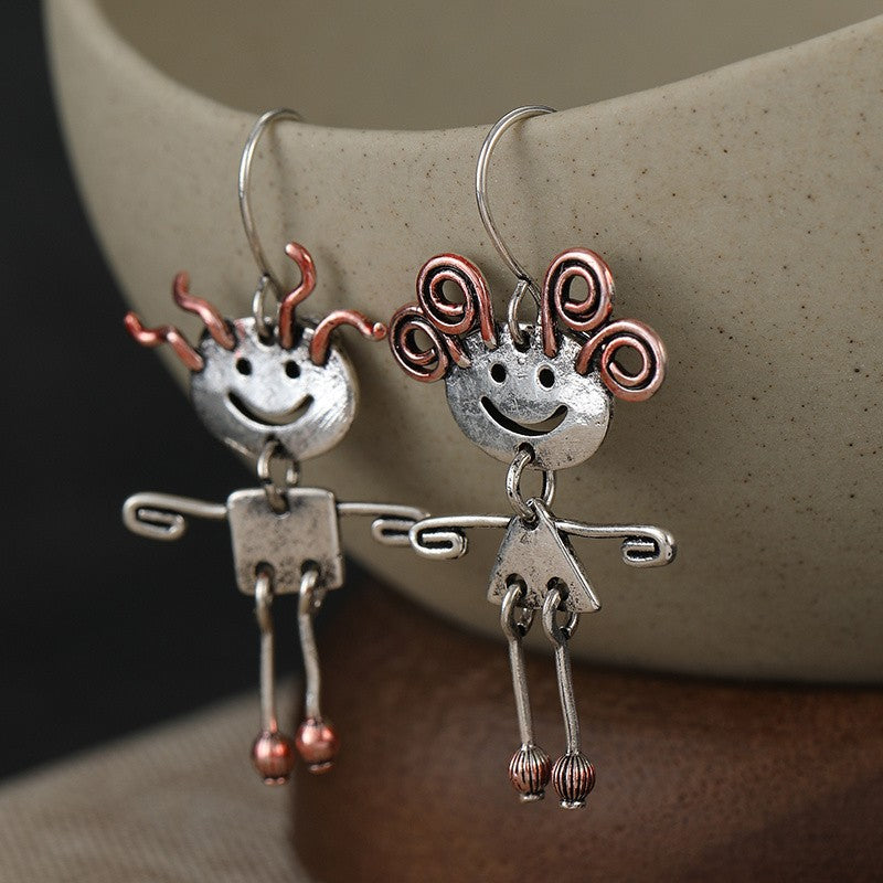 Vintage Boho Stick Figure Drop Earrings