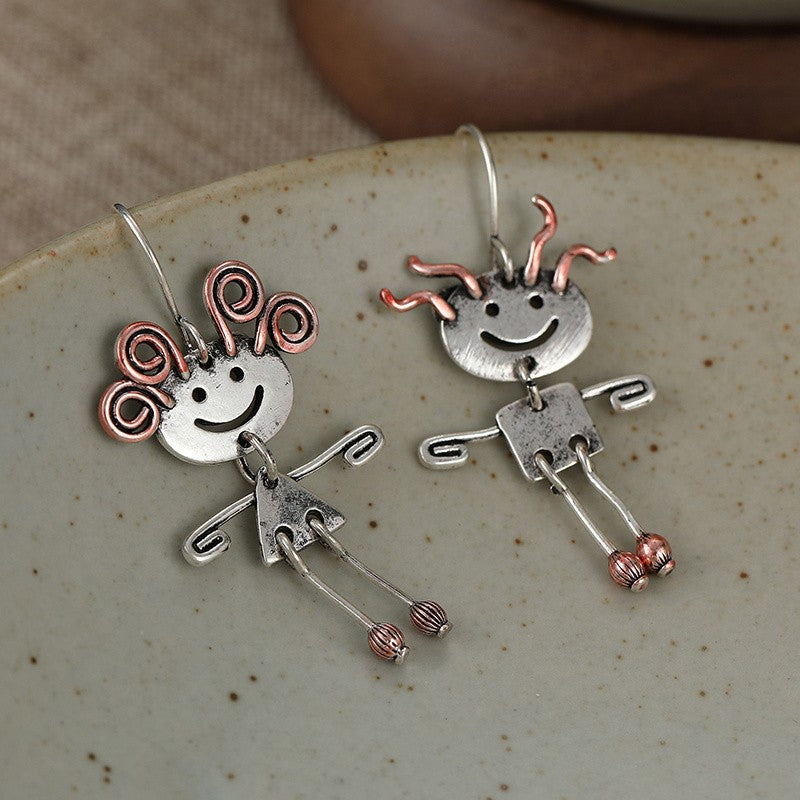Vintage Boho Stick Figure Drop Earrings