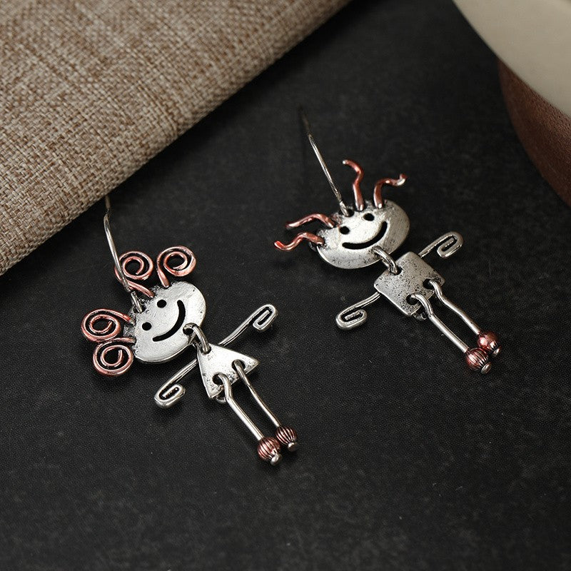 Vintage Boho Stick Figure Drop Earrings