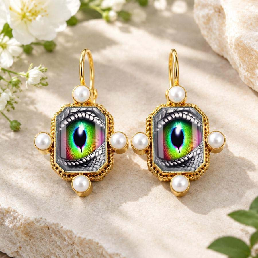 Vintage Square Eye Pearl Earrings