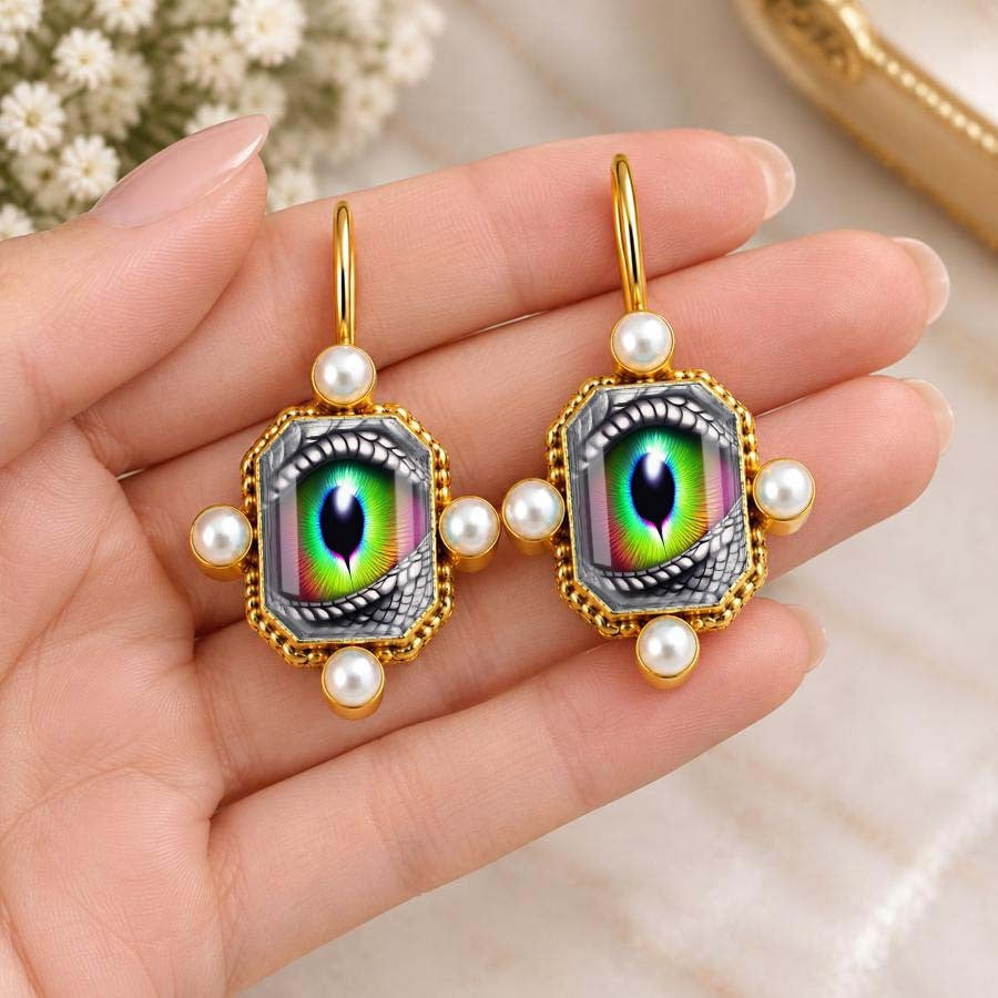 Vintage Square Eye Pearl Earrings