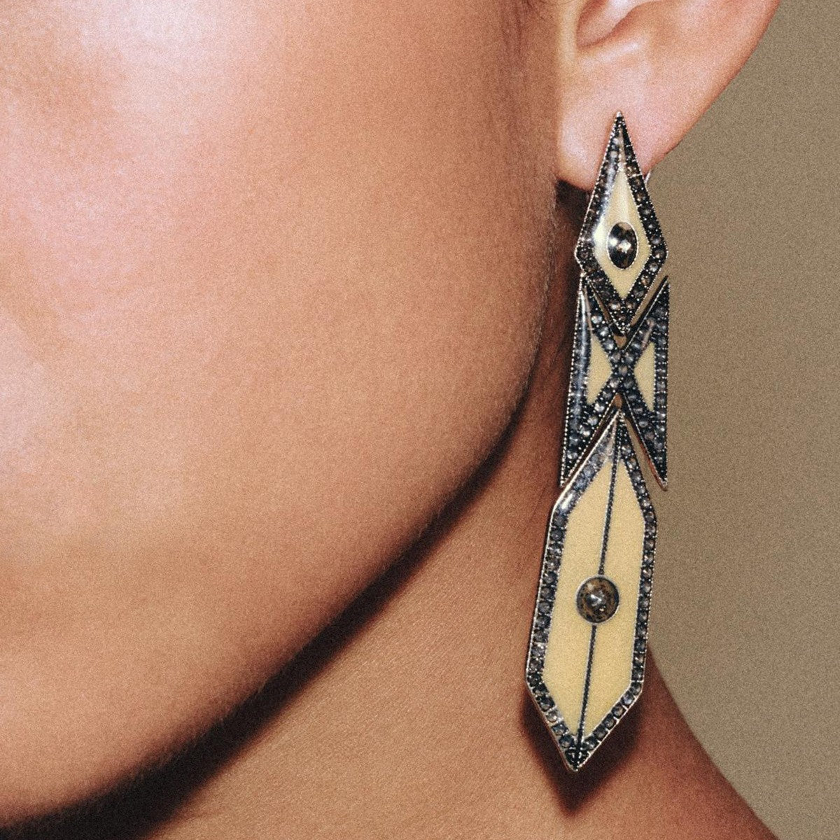 Vintage Geometric Inlay Drop Earrings
