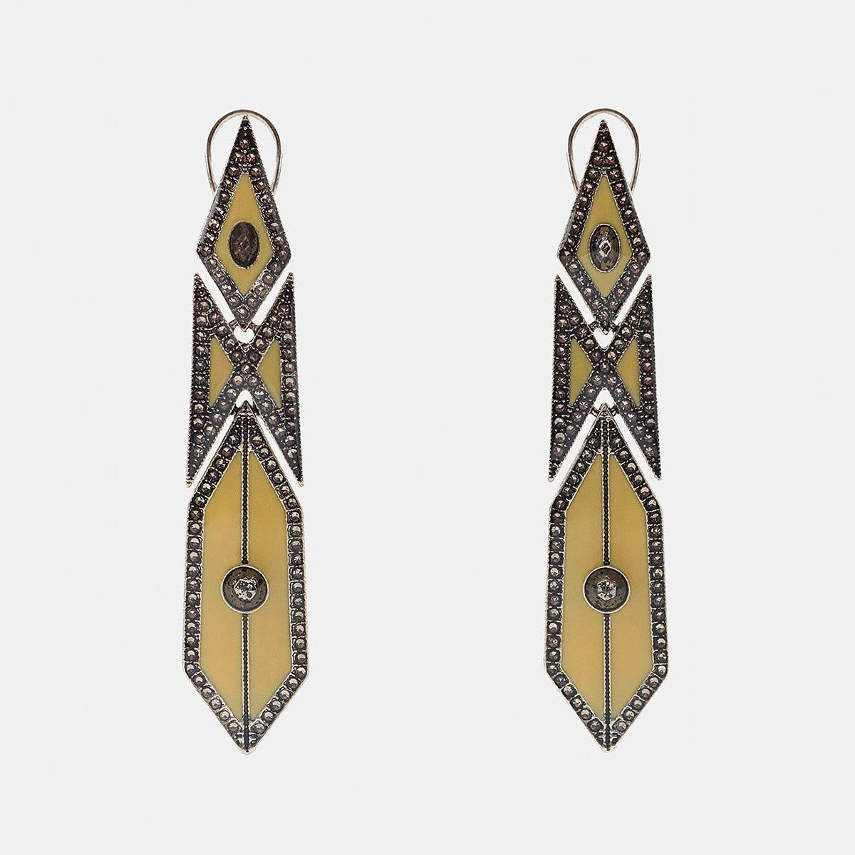 Vintage Geometric Inlay Drop Earrings