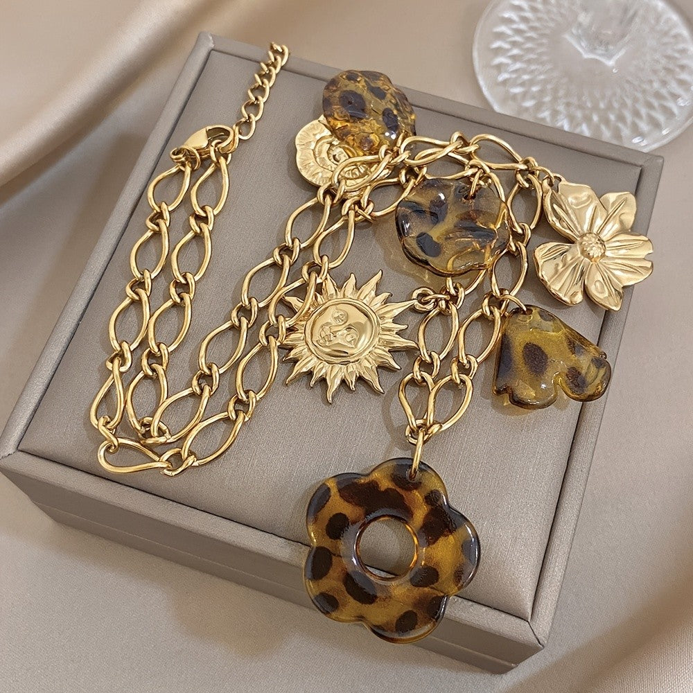 18k Sun Flower Charm Necklace