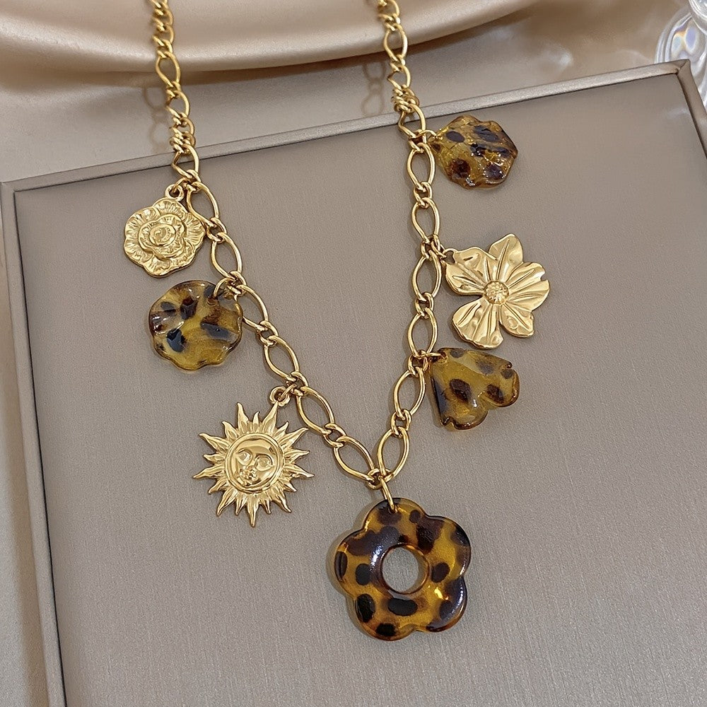 18k Sun Flower Charm Necklace
