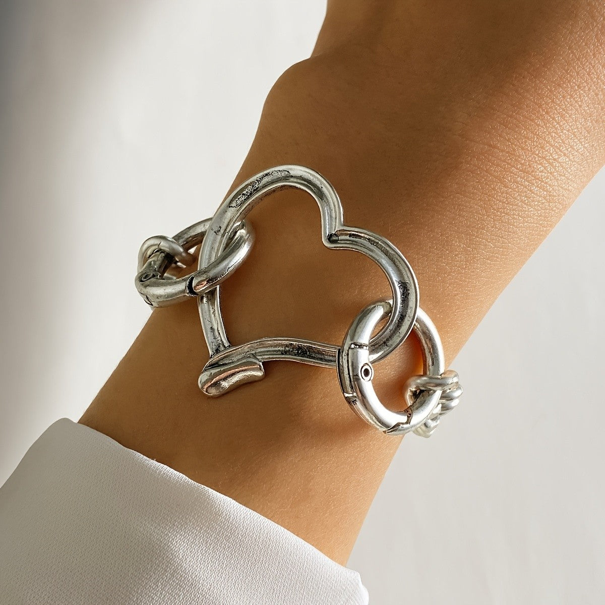 Vintage Large Heart Link Bracelet