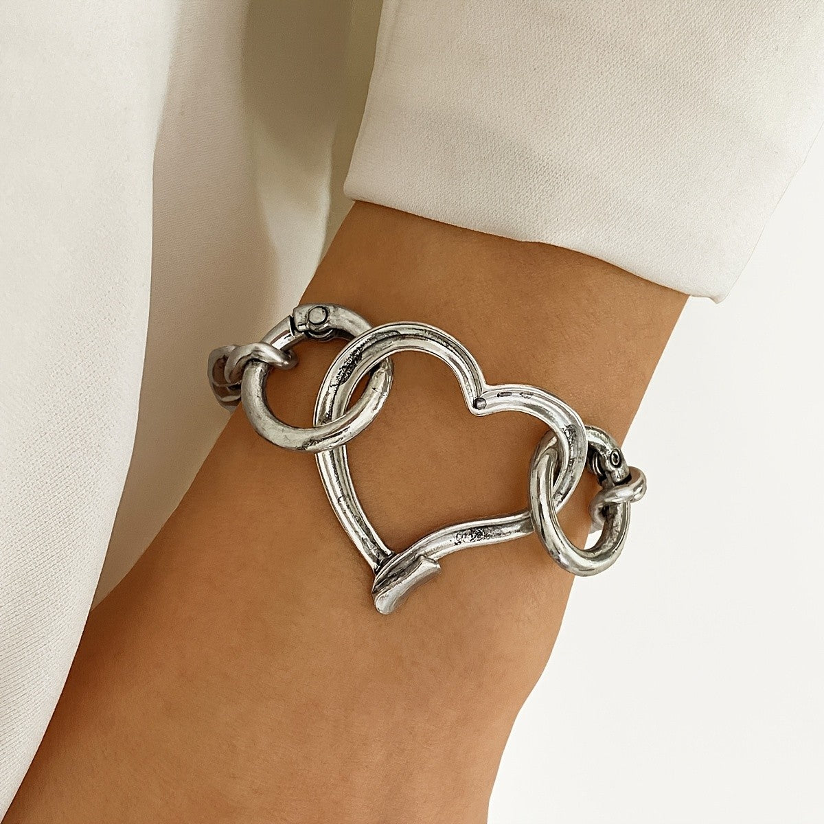 Vintage Large Heart Link Bracelet