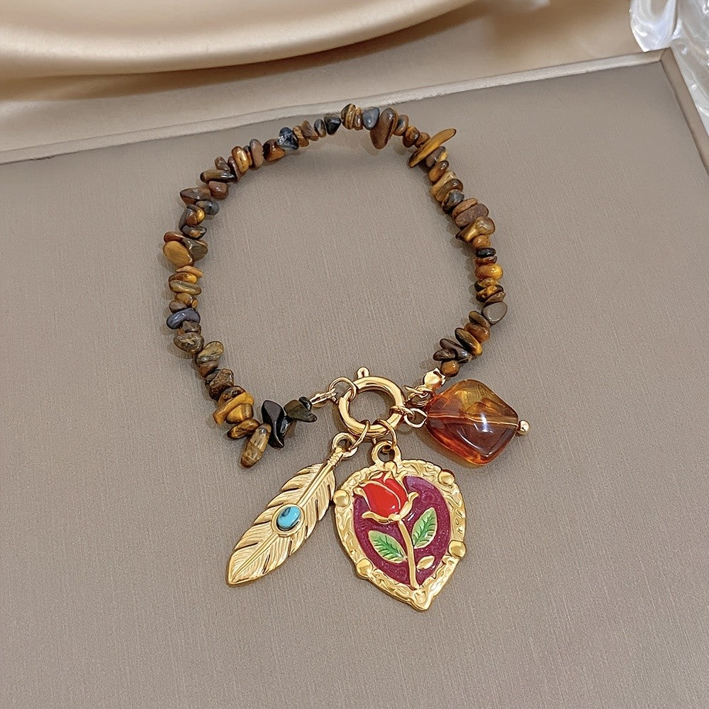 18k Vintage Rose Charm Bracelet