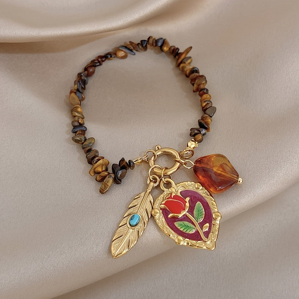 18k Vintage Rose Charm Bracelet