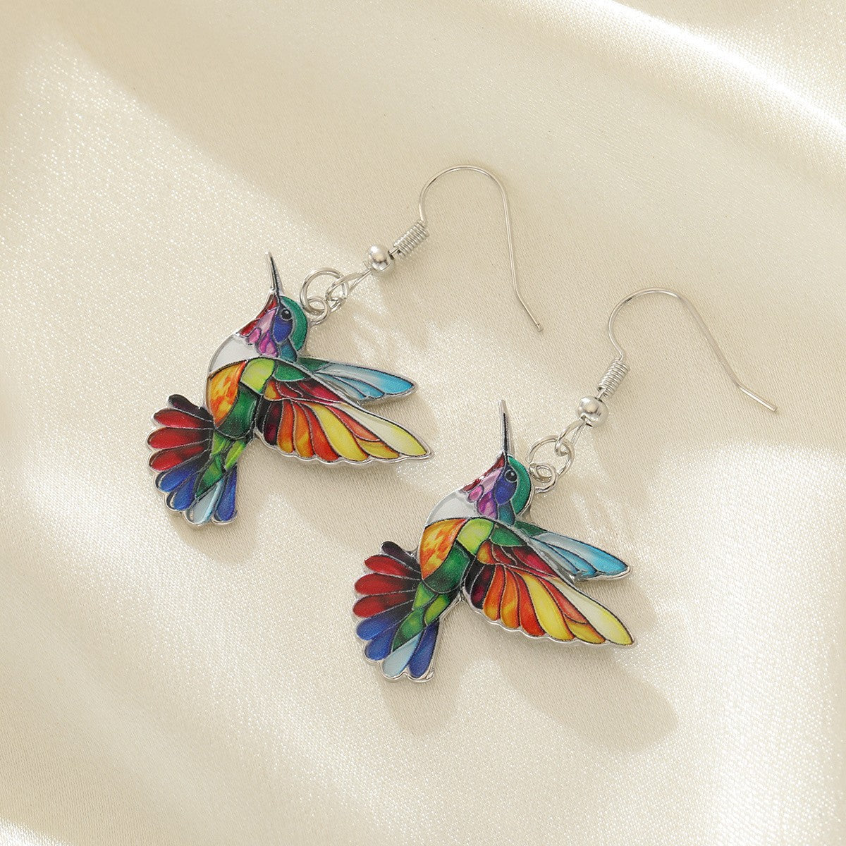 Colorful Hummingbird Drop Earrings