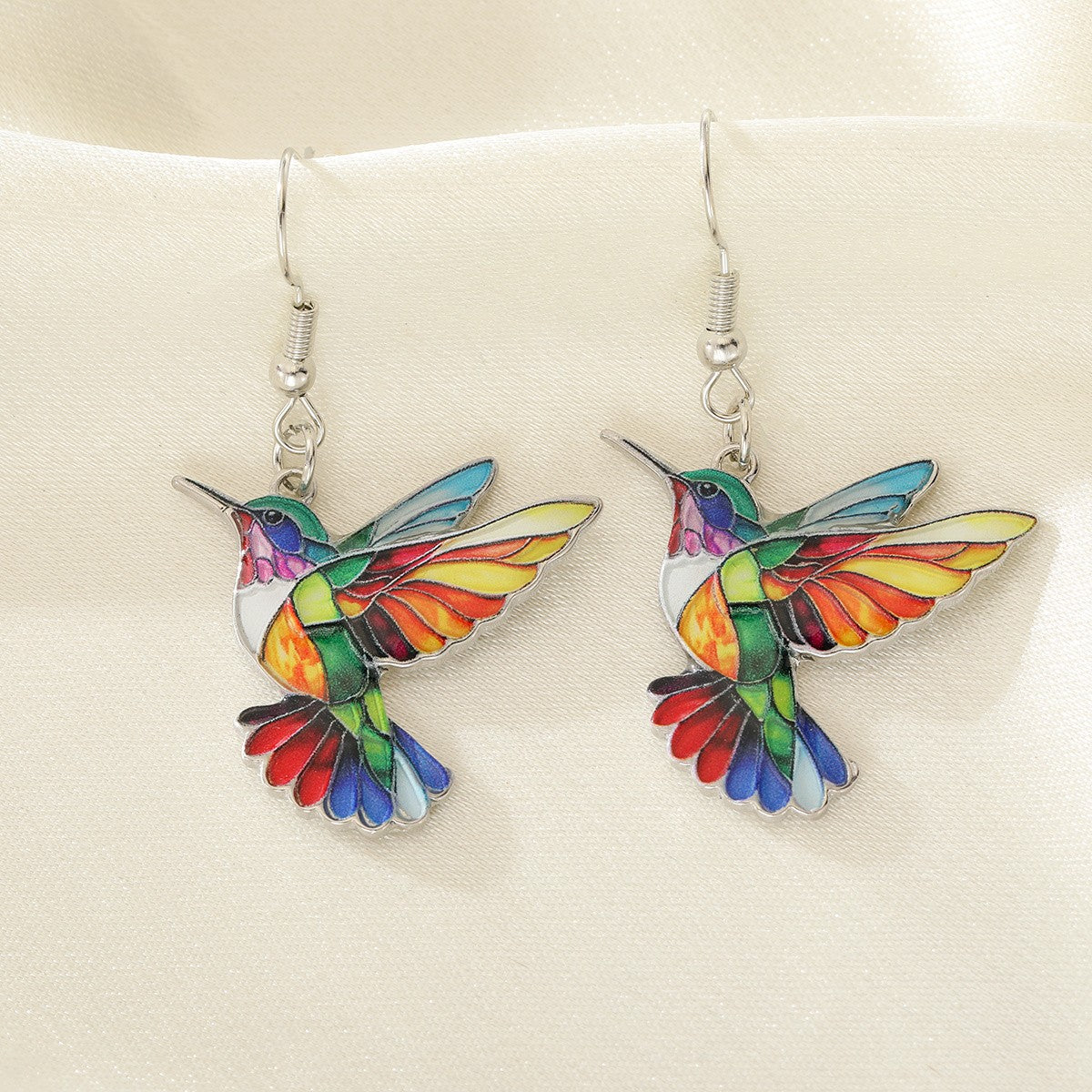 Colorful Hummingbird Drop Earrings