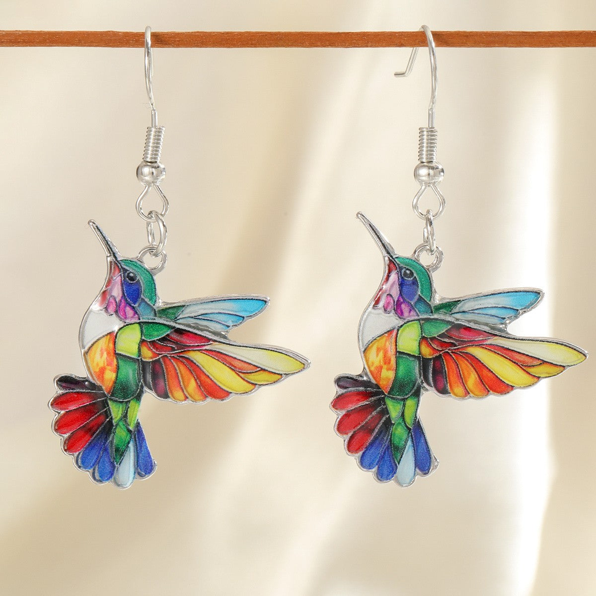 Colorful Hummingbird Drop Earrings