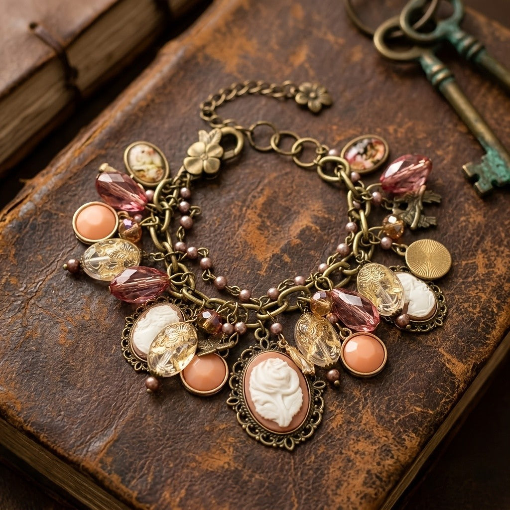 Vintage Multi-charm Cameo Bracelet