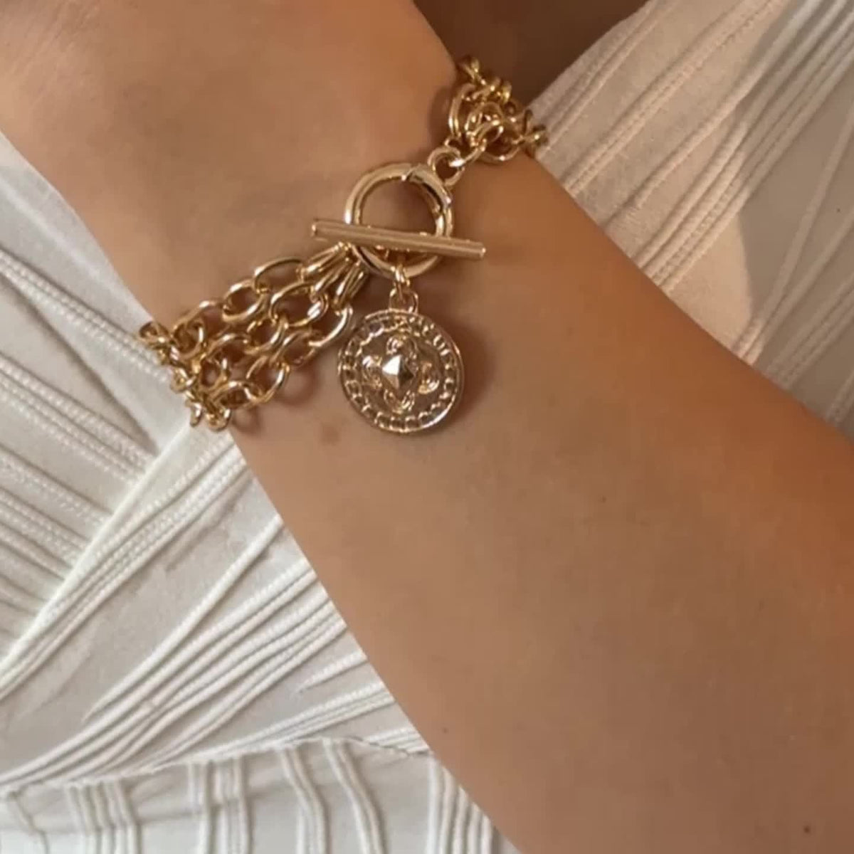 Vintage Chunky Chain Toggle Bracelet