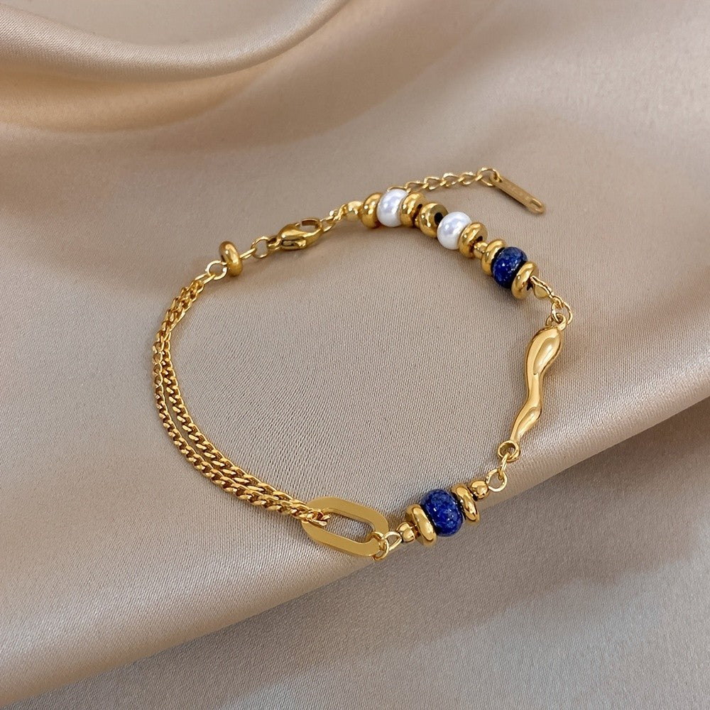 18k Vintage Evil Eye & Pearl Bracelet Set