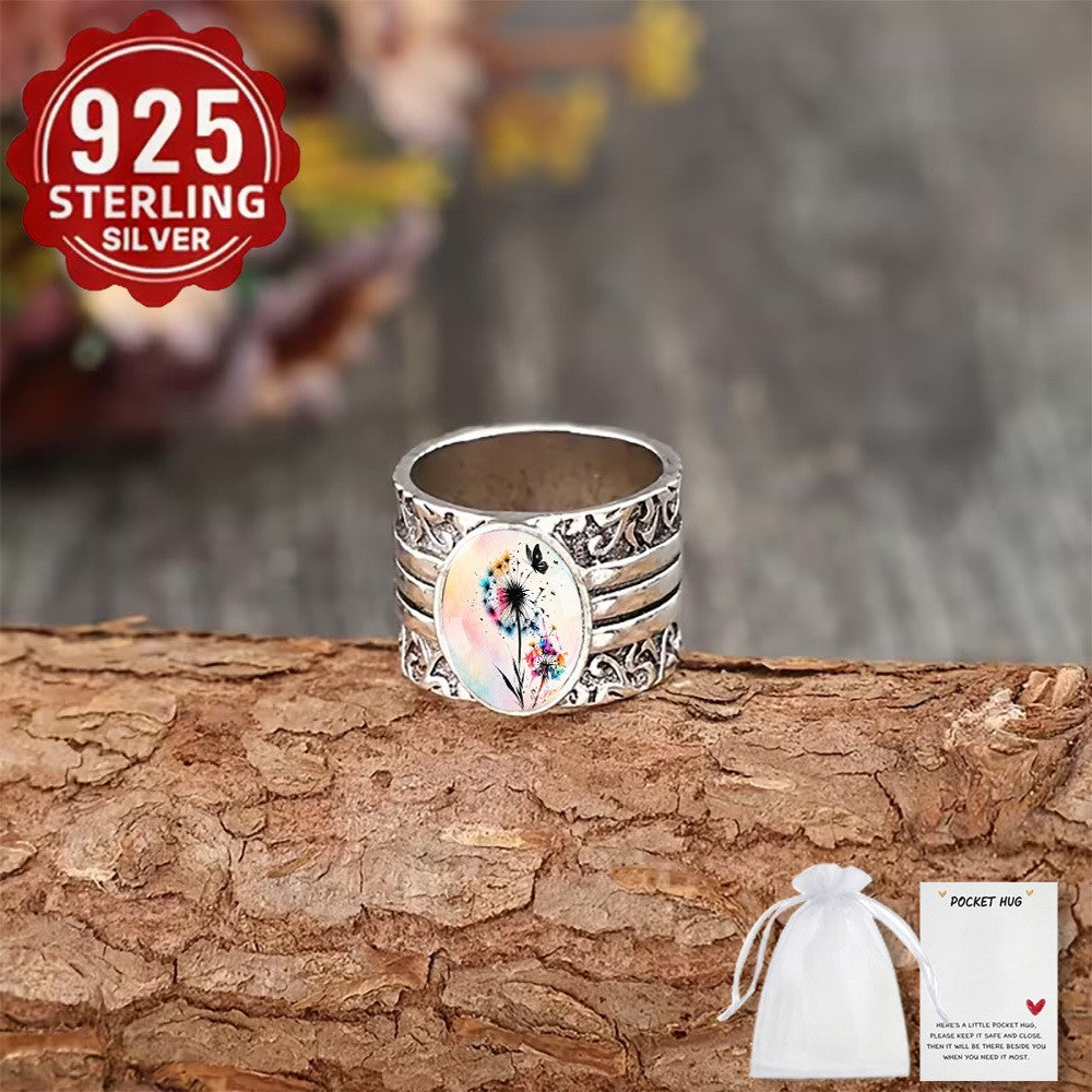 S925 Dandelion Butterfly Ring