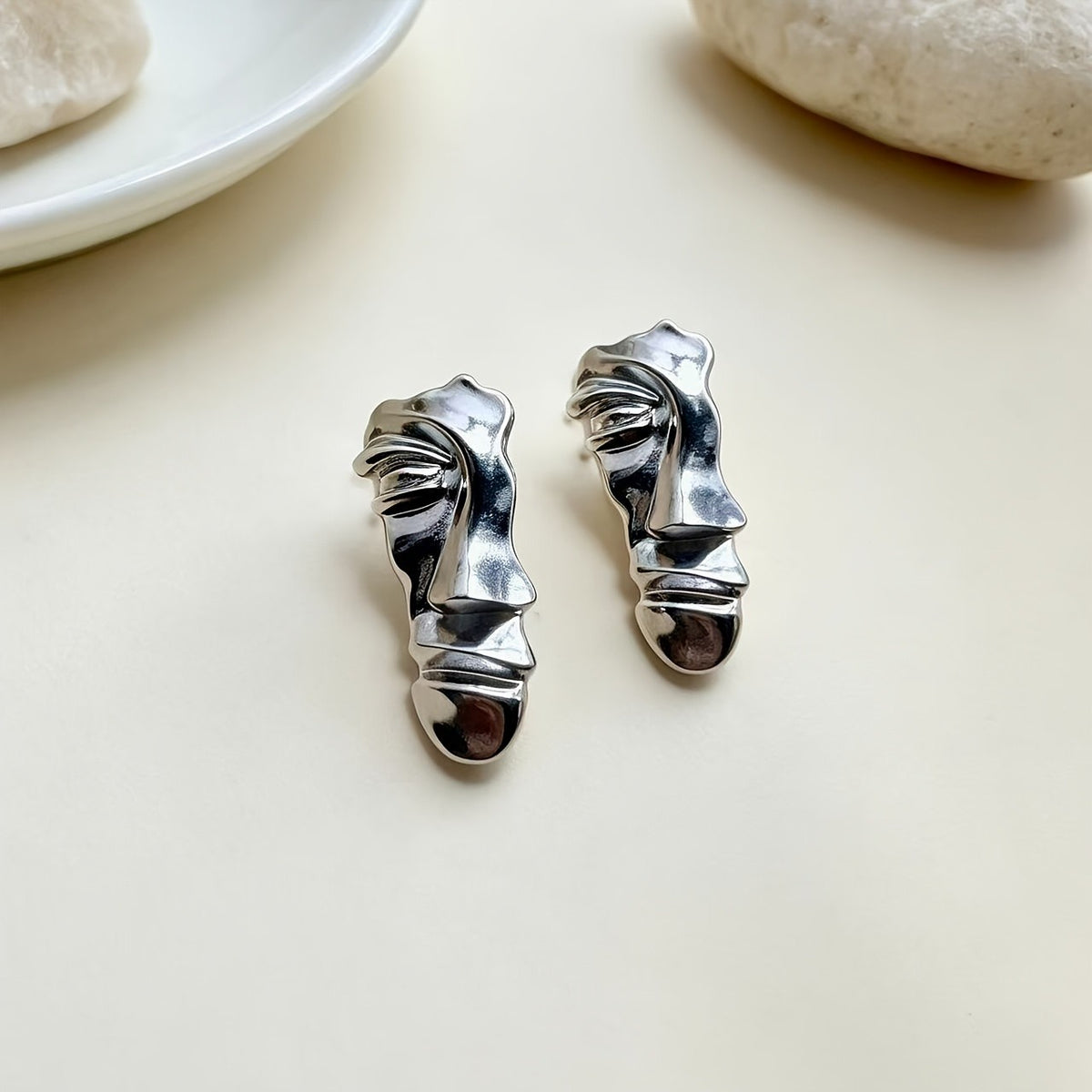 Abstract Sculpture Face Drop Earrings